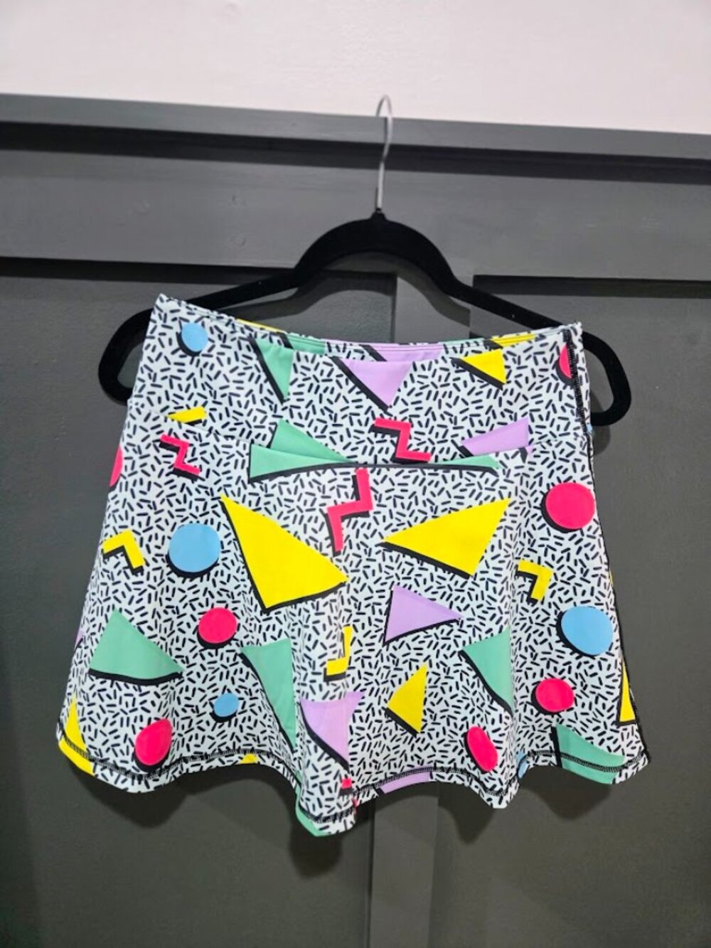 Retro 80s Geometric Memphis Skort w/ Built-In Shorts Size L NWOT